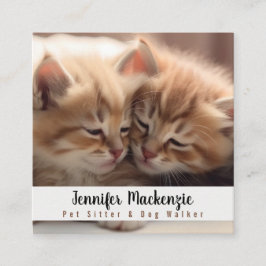 Niedlicher Katzen-Sitzer und Dog-Walker Quadratische Visitenkarte