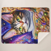 Niedlicher Katzenanfänger Neon Hintergrund | Katze Sherpadecke (Vorderseite (Horizontal))