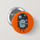 Niedlicher Katzenastronaut Button (Vorne & Hinten)