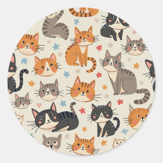 niedlicher Katzenaufkleber Runder Aufkleber (Vorderseite)