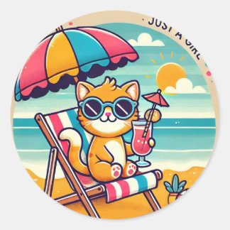 Niedlicher Katzenaufkleber Runder Aufkleber