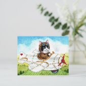 Niedlicher Katzenflug Bon Voyage Postkarte (Stehend Vorderseite)