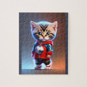 Niedlicher Katzenfußball Puzzle
