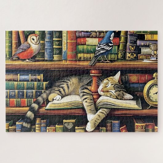 Niedlicher Katzenholz im Buch Nook Tier Puzzle