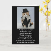 Niedlicher Katzenjubiläum Karte (Gelbe Blume)