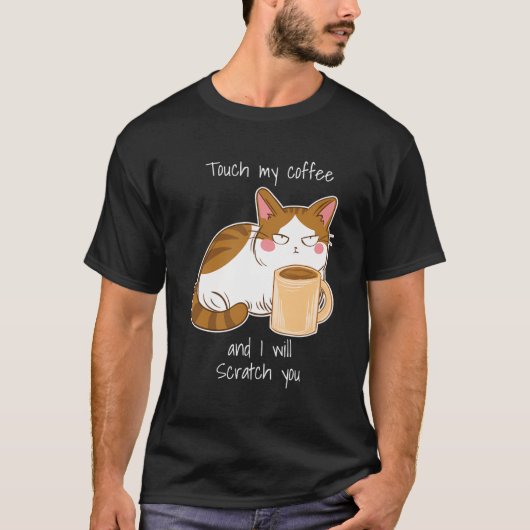 Niedlicher Katzenkaffee Montag Koffein T-Shirt (Vorderseite)