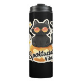 Niedlicher Katzenkatze Halloween Pumpkin Oversifiz Thermosbecher (Vorderseite)