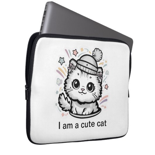 Niedlicher Katzenklappdeckel Laptopschutzhülle (Vorne Rechts)