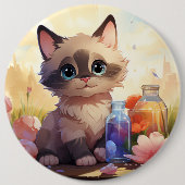 Niedlicher Katzenknopf Button (Vorderseite)