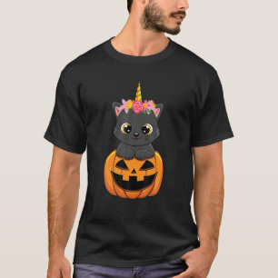 Niedlicher Katzenkürbis Einhorn Halloween Kostüm G T-Shirt