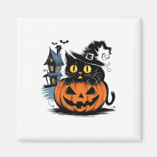 Niedlicher Katzenkürbis zu Halloween und Thanksgiv Magnet
