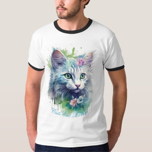 Niedlicher Katzenliebhaber T-Shirt (Vorderseite)