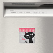 Niedlicher Katzenrosa-Polka hat einen personalisie Magnet (In Situ (Geschirrspüler))