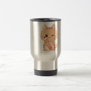 niedlicher Katzenschüler Katzenliebhaber Reisebecher