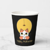 Niedlicher Katzenspinner Happy Halloween ID865 Pappbecher (Vorderseite)