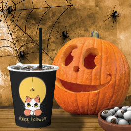 Niedlicher Katzenspinner Happy Halloween ID865 Pappbecher