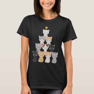 Niedlicher Katzenweihbaum Meowy Xmas Urlaub T-Shirt