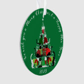 Niedlicher Katzenweihbaum Personalisiert Ornament (Vorderseite)
