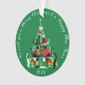 Niedlicher Katzenweihbaum Personalisiert Ornament (Vorderseite)