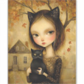 NIEDLICHER KATZMÄDCHEN MIT GROSSER KRAFTDEKALISIER AUFKLEBER (Vorderseite)