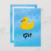 Niedlicher Kautschuk Ducky/Blue Blasen RSVP Karte (Vorne/Hinten)