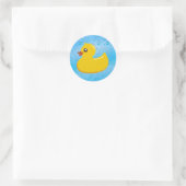 Niedlicher Kautschuk Ducky/Blue Blasen Runder Aufkleber (Tasche)