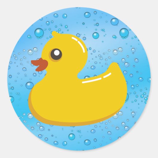 Niedlicher Kautschuk Ducky/Blue Blasen Runder Aufkleber (Vorderseite)