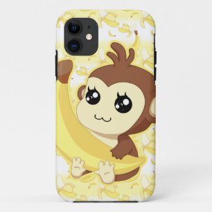 Niedlicher Kawaii Affe, der Banane hält Case-Mate iPhone Hülle