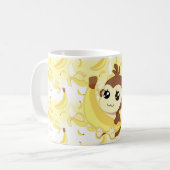 Niedlicher Kawaii Affe, der Banane hält Kaffeetasse (Vorderseite Links)