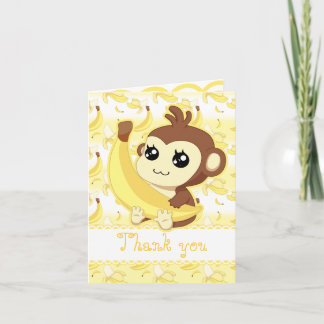 Niedlicher Kawaii-Affe, der Banane zum Geburtstag Dankeskarte