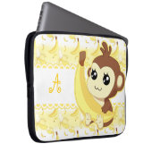 Niedlicher Kawaii Affe, der Bananenmonogramm hält Laptopschutzhülle (Vorne Rechts)