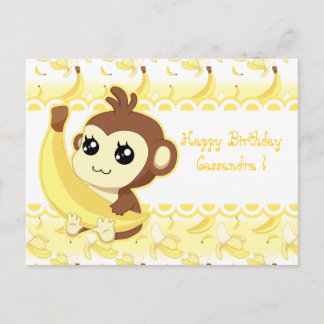 Niedlicher Kawaii-Affe mit Banane Postkarte