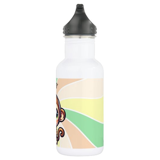 Niedlicher Kawaii-Affe mit Bubble Tee Personalisie Edelstahlflasche (Rechts)