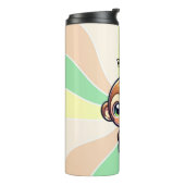 Niedlicher Kawaii-Affe mit Bubble Tee Personalisie Thermosbecher (Nach links gedreht)