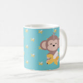 Niedlicher Kawaii Affe mit der Bananen-Tasse Kaffeetasse (VorderseiteRechts)