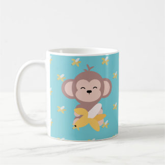 Niedlicher Kawaii Affe mit der Bananen-Tasse Kaffeetasse