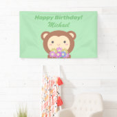 Niedlicher Kawaii-Affe und Blume Glücklich zum Geb Banner (Insitu)