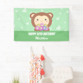 Niedlicher Kawaii-Affe und Blume Glücklich zum Geb Banner (Insitu)
