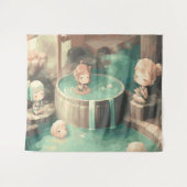 Niedlicher Kawaii-Anime im Pool Wandteppich (Vorderseite (Horizontal))