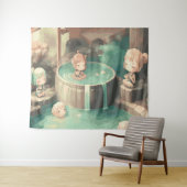 Niedlicher Kawaii-Anime im Pool Wandteppich (Beispiel (Horizontal))