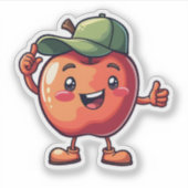 Niedlicher Kawaii-Apple mit einem Cap Fun Frucht Aufkleber (Vorderseite)
