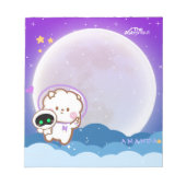 Niedlicher Kawaii-Astronaut Jinnie im lila Weltrau Notizblock (Vorderseite)