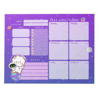 Niedlicher Kawaii Astronaut Undated Weekly Planner Notizblock