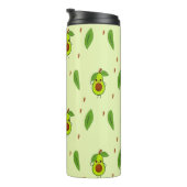 Niedlicher Kawaii-Avocado auf grüner Fläche Thermosbecher (Nach rechts gedreht)
