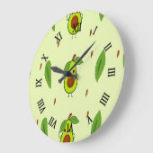 Niedlicher Kawaii-Avocado Große Wanduhr (Winkel)