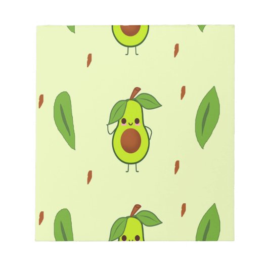 Niedlicher Kawaii-Avocado Notizblock (Vorderseite)