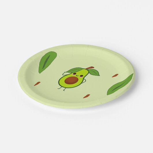 Niedlicher Kawaii-Avocado Pappteller (Schrägansicht)