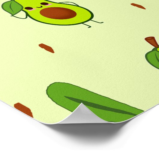 Niedlicher Kawaii-Avocado Poster (Ecke)