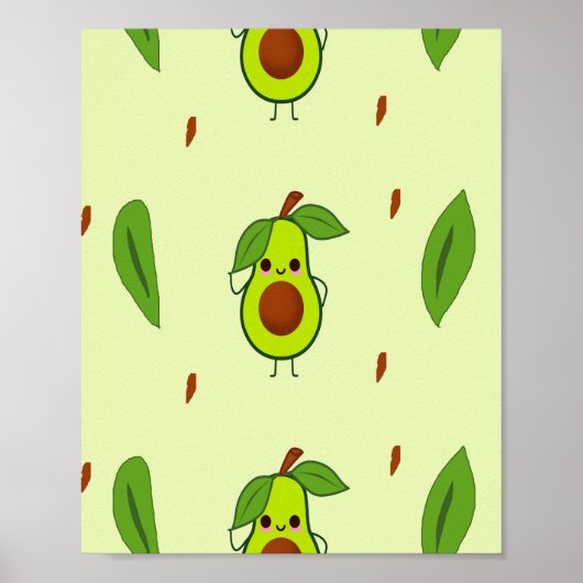 Niedlicher Kawaii-Avocado Poster (Vorne)