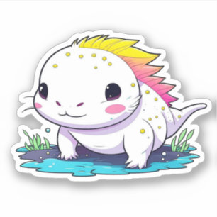 Niedlicher Kawaii Axolotl im Wasser Aufkleber